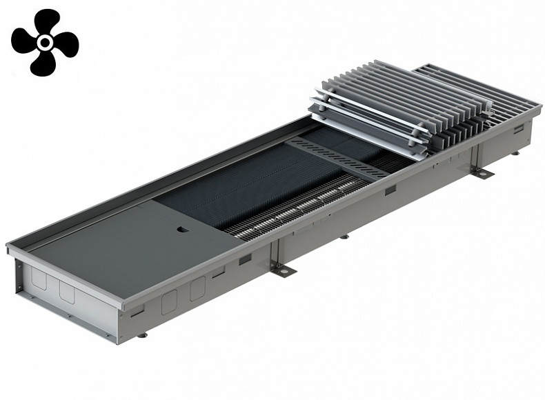 Конвектор внутрипольный Heatmann Line Fan с принудительной конвекцией 125-425-4800 мм, мощность 21339Вт (С РЕШЕТКОЙ В КОМПЛЕКТЕ)