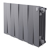 Биметаллический радиатор Royal Thermo PianoForte 300, высота 380 мм, ширина 960 мм, межосевое расстояние 300 мм, количество секций 12, подключение боковое, мощность 1476 Вт, цвет Silver Satin (серый).